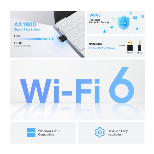 TP-Link Archer TX20U Nano AX1800 USB WiFi 6 Adapter