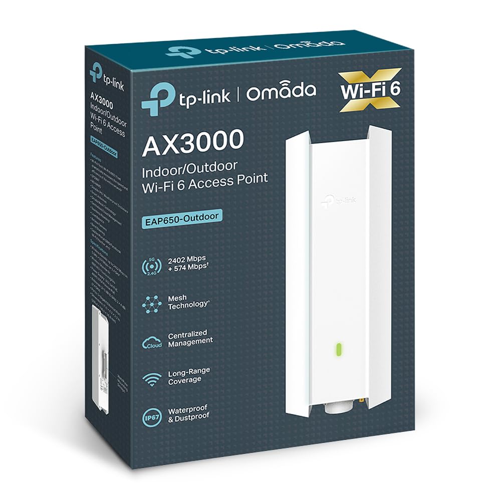 TP-Link Omada EAP650 Outdoor AX3000 Indoor/Outdoor WiFi 6 Access Point