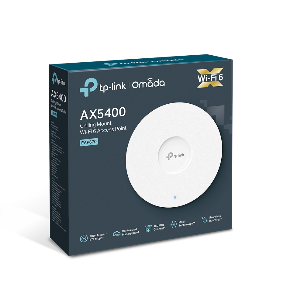 TP-Link EAP670  Omada Wifi 6 Ultra- Slim AX5400 Wireless 2.5G Ceiling Mount Access Point