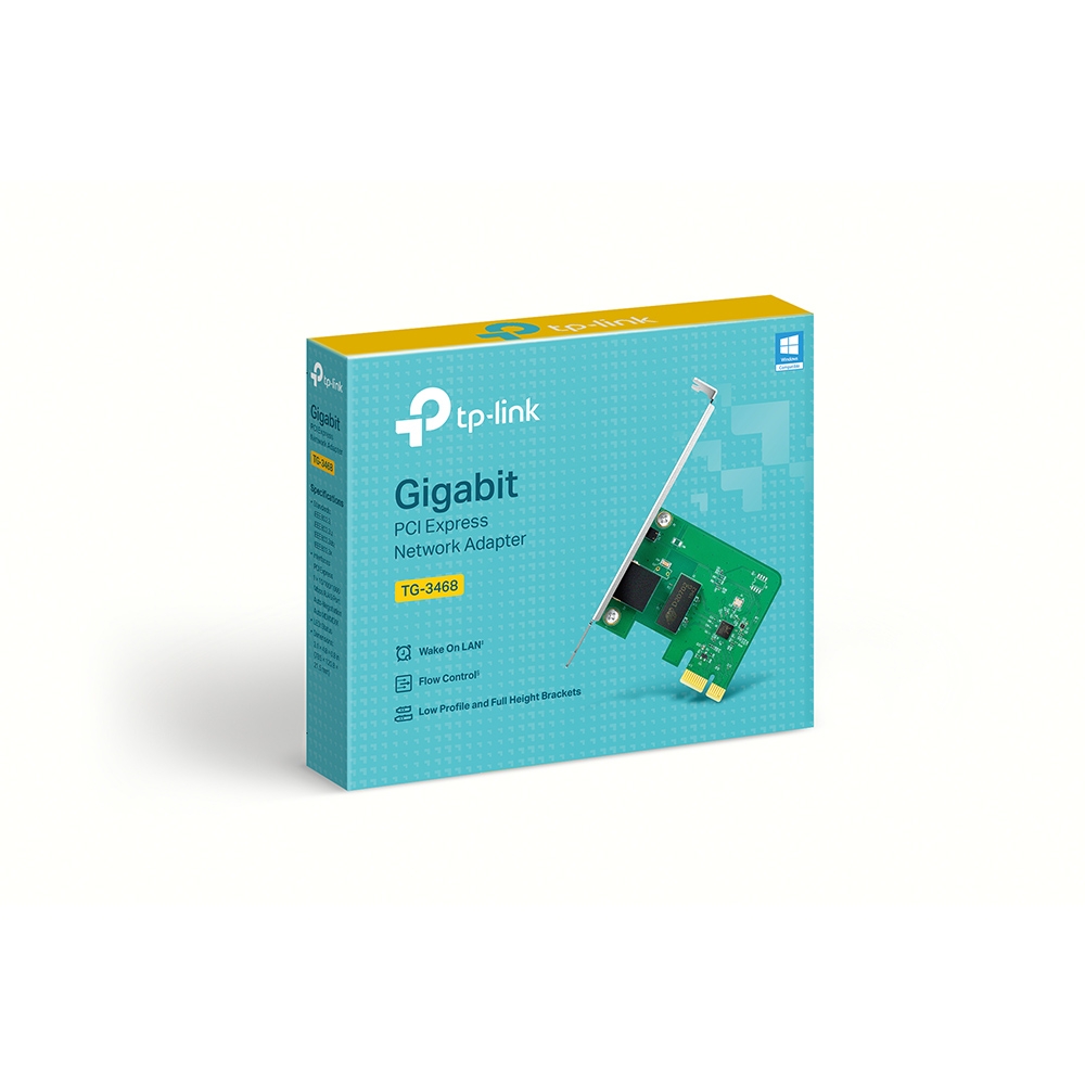 TP-LINK TG-3468 Gigabit PCI Express Network Adapter – Green, 32-bit 10/100/1000 Mbps RJ45 Port, IEEE 802.3X Flow Control, PCIe Ethernet Card