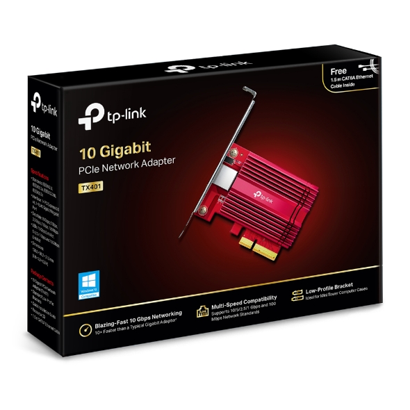 TP-Link TX401 10 Gbps Wireless Gigabit PCI Express Network Adapter PCIe 3.0 Slot Wi-Fi Card CAT6A Ethernet Cable