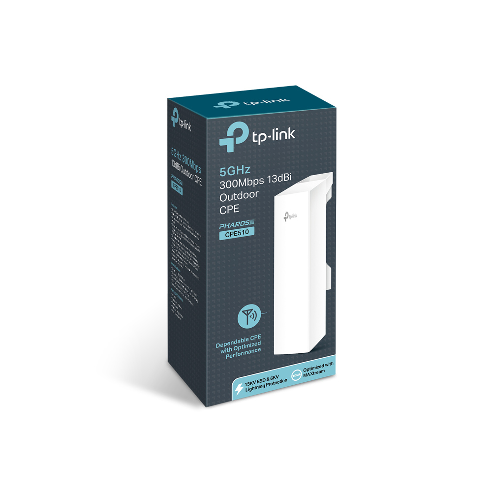 TP-Link CPE510 5GHz N300 Long Range Outdoor CPE for PtP and PtMP Transmission | Point to Point Wireless Bridge | 13dBi Passive PoE Powered Pharos Control