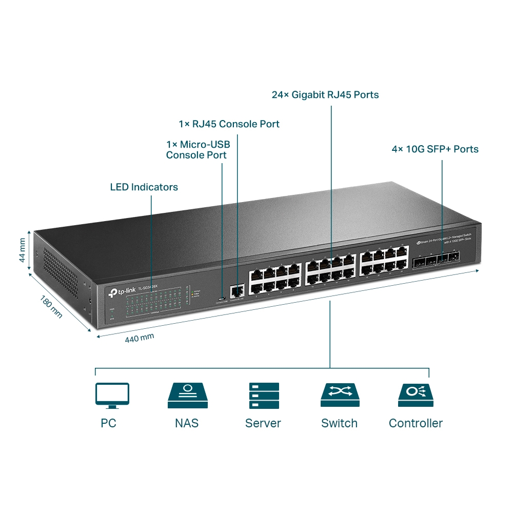 TP-Link Omada TL-SG3428X, Jetstream 24 Port Gigabit L2+ Smart Managed Switch