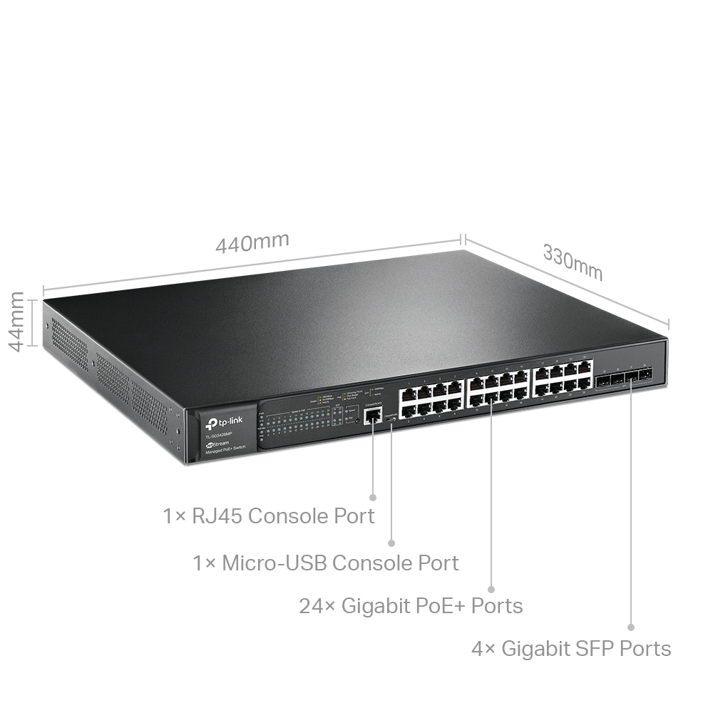 TP-Link Omada SG3428MP 28-Port Gigabit L2+ Managed Switch with 24-Port PoE+